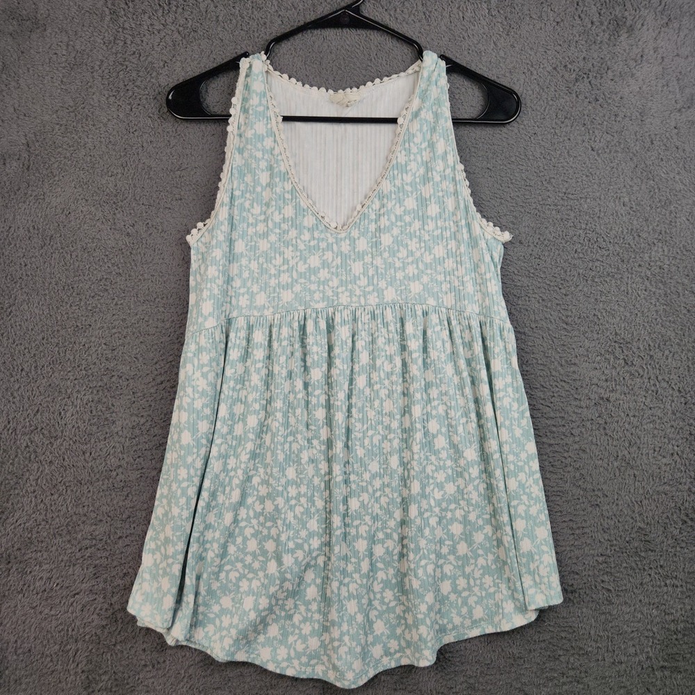Vintage Y2K Womens Large Y2K Floral Babydoll Peplum Tank Top Whimsey Fairy Boho